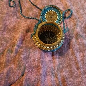 Handcrafted Beaded Basket with Lid